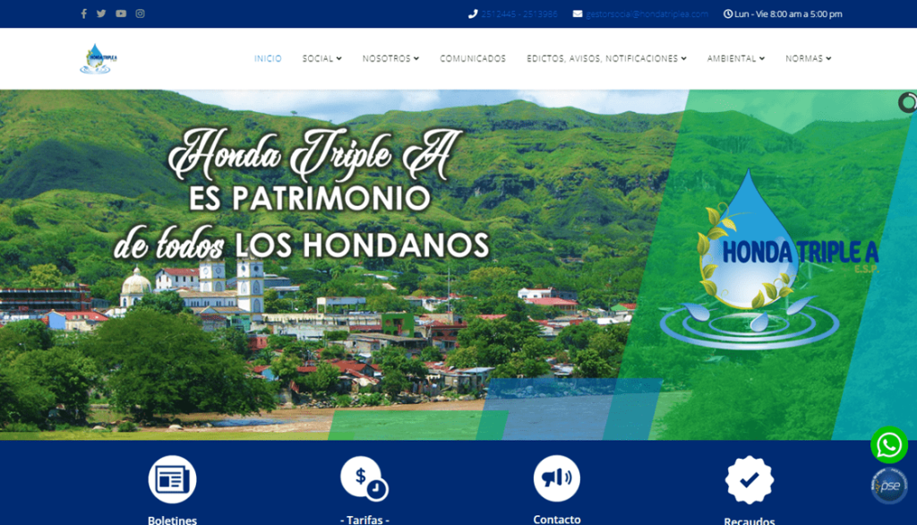 Honda Triple A Honda, Tolima – Colombia Desarrollo de portal web